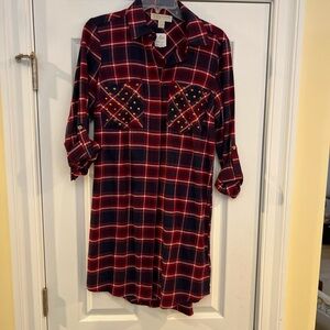 Ladies Size Small Michael Kors Red and Black Plaid Shirt GUC